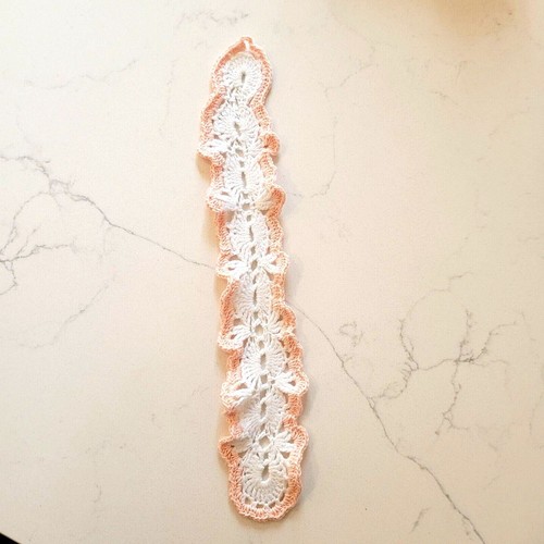 Handmade Crochet Bookmark Pink White Ruffle Book Lover Unique Gift - Picture 4 of 9