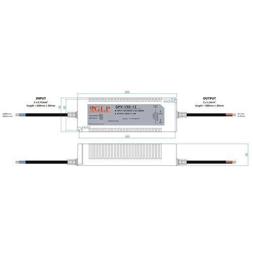 GL Power GPV-150-24 150W 24V 6,25A LED Netzteil IP67 - Picture 2 of 2