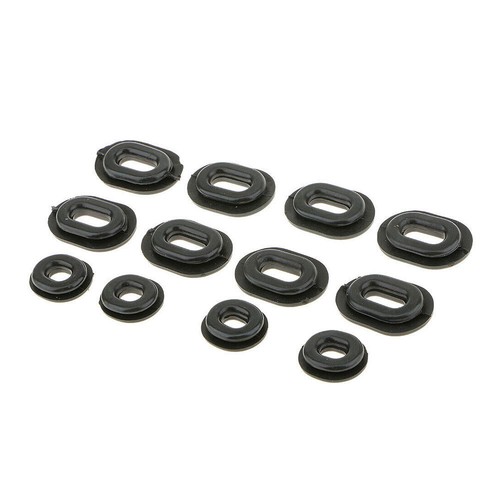 12Pcs Motorcycle Oval Round Rubber Side Cover Grommets Fits Honda Suzuki Black - Picture 9 of 12