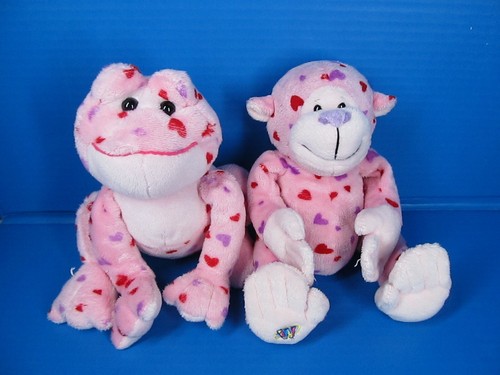 Ganz Webkinz Lot of 2 Love Monkey HM343 & Love Frog HM144 No Codes - Picture 1 of 13