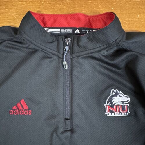 Northern Illinois Huskies Jacket Mens Large Black Windbreaker 1/4 Zip Adidas - Picture 3 of 11