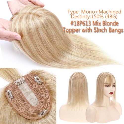 100% Remy Echthaar Topper Toupee Clip In Toupet Hair Extensions Haarteil Frauen - Bild 22 von 30