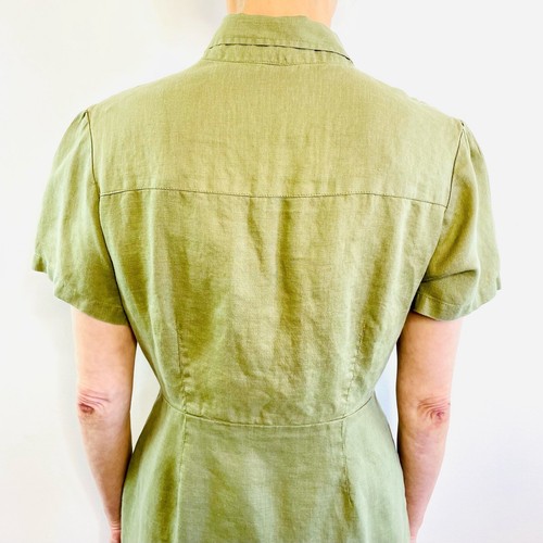 Rowie Size XS 6 8 Khaki Green Linen Button Front Dress Designer - Picture 9 of 20