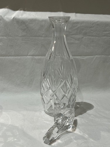 Lead Crystal Cut Glass Decanter(13.5"/34cm) & Brandy Glasses x 3, Royal Brierley - Picture 5 of 8