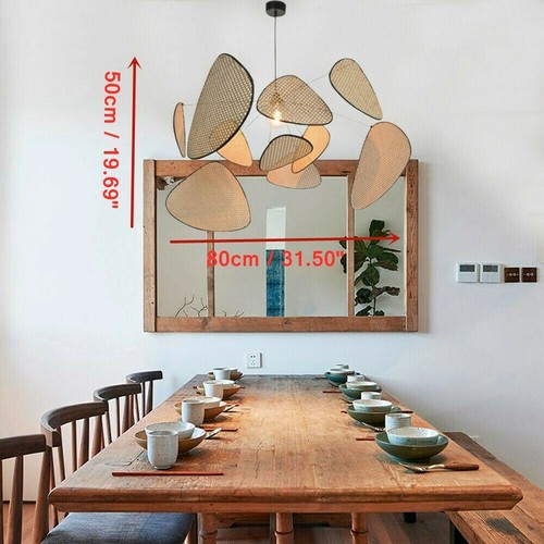 40W 110V Bamboo Wicker Rattan Branch Chandelier Art Pendant Lamp For Living Room - Picture 5 of 8