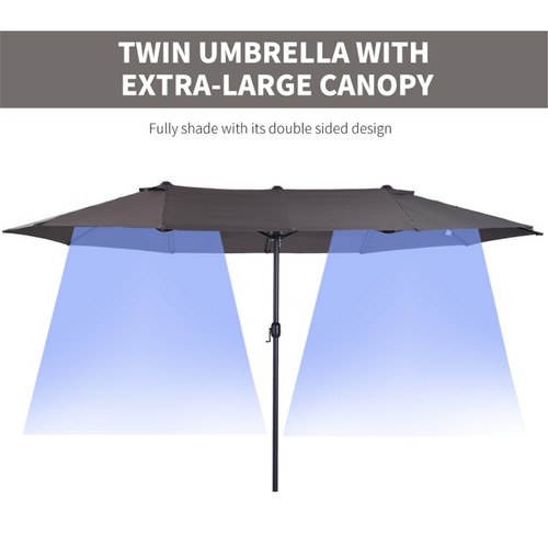 Double Sided Outdoor Beach Umbrella Market Sunshade Patio Canopy UV - Picture 5 of 7