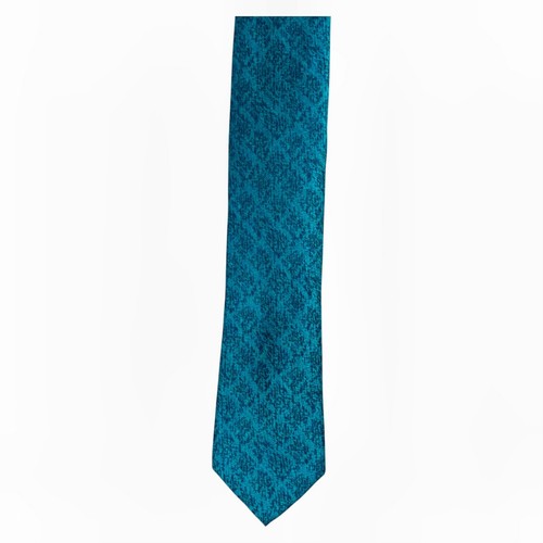KENNETH COLE AWEARNESS Mens Silk Linen Tie Teal over Navy Texture 3.0 Necktie - Picture 3 of 4