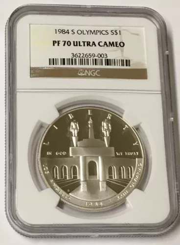 1984-S S$1 Olympics 1 Oz Silver Coin PF 70 Ultra Cameo NGC
