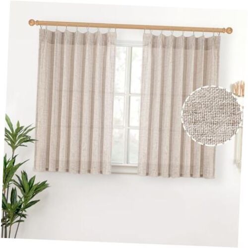 Short Linen Curtains 36 Inch Length for Kitchen Window Pinch 40W x 36L Natural