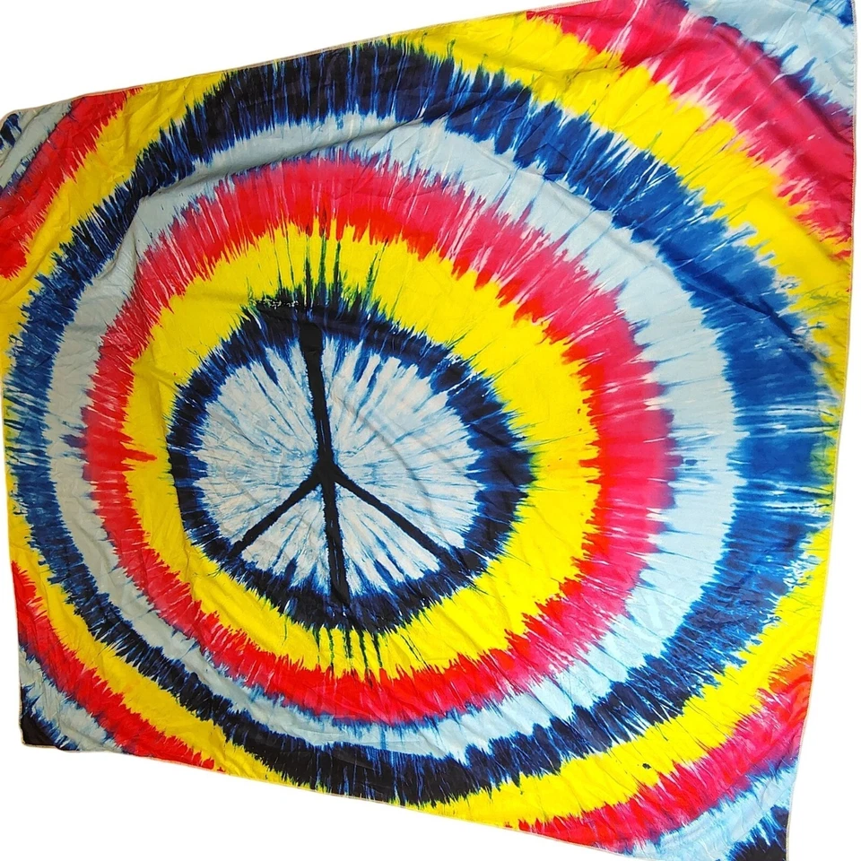 Bandera teñida tie letrero de paz Woodstock 4x5 tiro decoración del hogar Foto 3 de 4