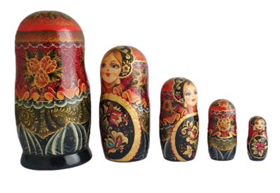 5 pièces poupées gigognes russes mignonnes poupées en bois jouets