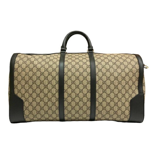 Sac Gucci Gg Supreme 2 voies Boston cuir beige noir 406381