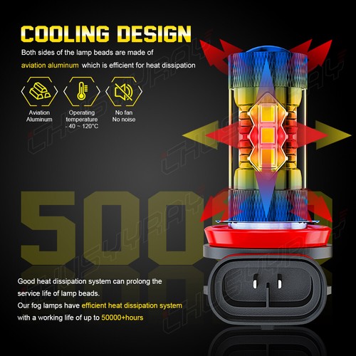 H11 LED Bulbs 3000K Golden Yellow Super Bright Fog Light DRL Light High Power - Picture 8 of 12