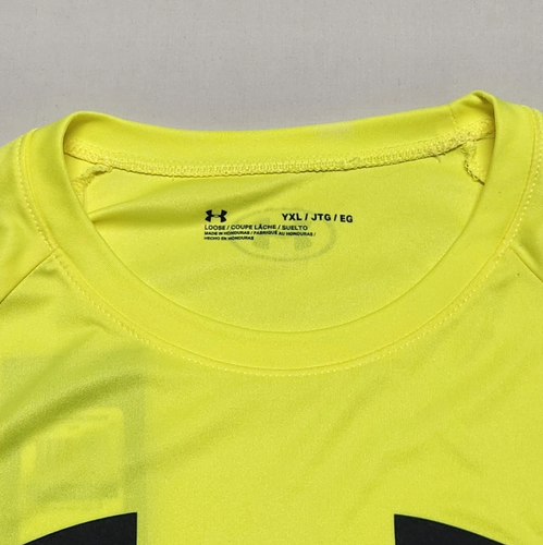 Under Armour Loose Boys' UA Short Sleeve T-Shirt Size YXL Yellow Pullover Tee - Picture 2 of 6