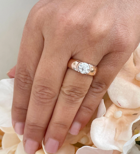 Bisel de anillo de compromiso redondo de diamantes cultivados en laboratorio de oro rosa de 14 k certificado IGI 1,20 quilates - Imagen 11 de 11