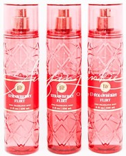 Bath  Body Works Strawberry Flirt Fine Fragrance Mist Body 8 oz Spray 3p Splash