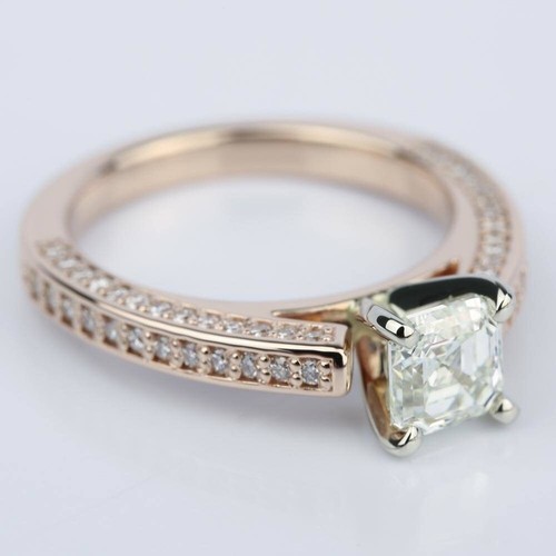 Dainty 2 Ct Asscher Cut Moissanite Engagement Wedding Ring 14K Solid Rose Gold - Picture 4 of 7