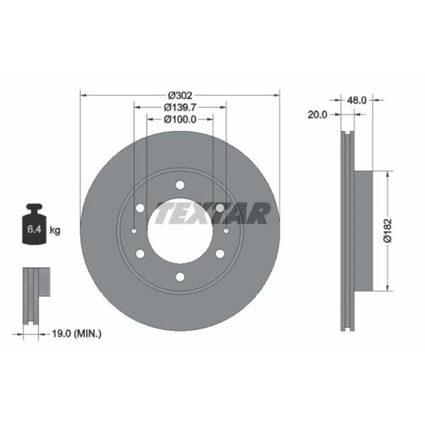Textar 2X Bremsscheibe Vorne Ø302 InnenbelüFtet FüR VW Taro Toyota Land Cruiser-image