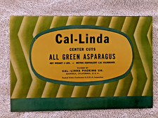 nice Vintage Canned Food Label,  Cal-Linda brand All Green Asparagus, Americana
