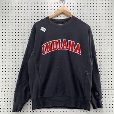 Indiana Hoosiers Sweatshirt Mens Small Champion Reverse Weave Black Embroidered