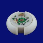 Marmor Untersetzer Set Semi Precious Steine Inlay Arbeit Kunst Heim Dekor