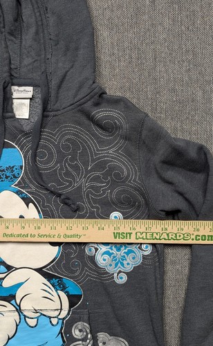 Disney Sweater Hoodie Womens Size Medium Gray Full Zip Long Sleeve Mickey Mouse - Picture 4 of 5