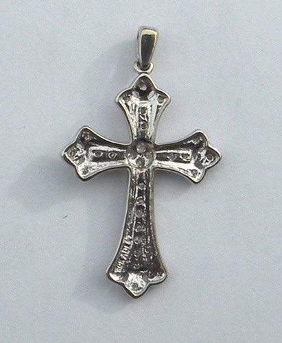 10K massiver Weißgold 0,30 TCW Diamant Kreuz Anhänger Lot2038 - Bild 3 von 4