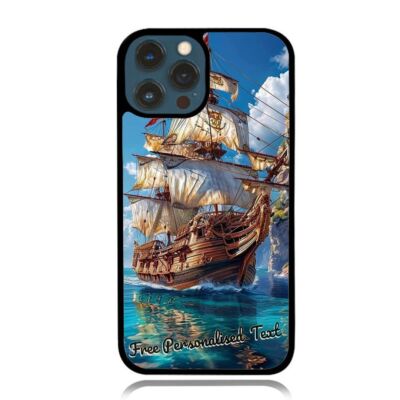 Personalised Text Phone Case For Apple iPhone - Pirate Ship Theme Back Cover