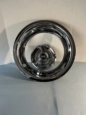 (4)3 FLUTED BAR SPINNERS CENTER CAPS (4) TRIM RINGS FOR 15x8 RALLY WHEELS,7"BSSS