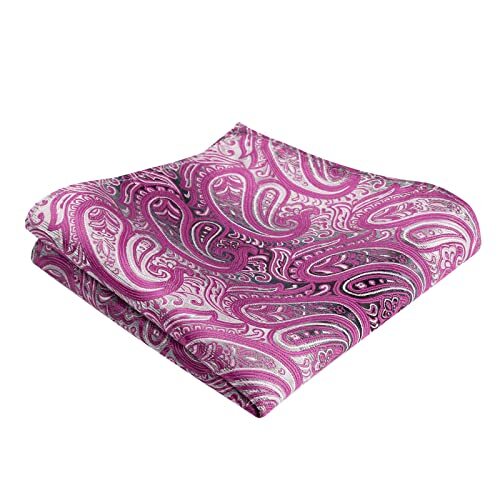 Mens Classic Paisley Bow Tie, Hanky and Cufflinks Set 016-rose Pink - Picture 3 of 5