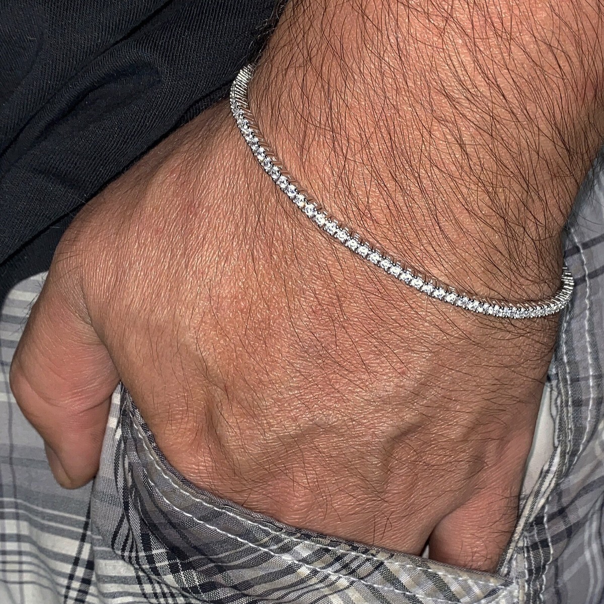Cubic Zirconia Tennis Bracelet with Single Row Black Rhodium on Sterling Silver Cubic Zirconia Tennis Bracelet with Single Row Black Rhodium on Sterling Silver