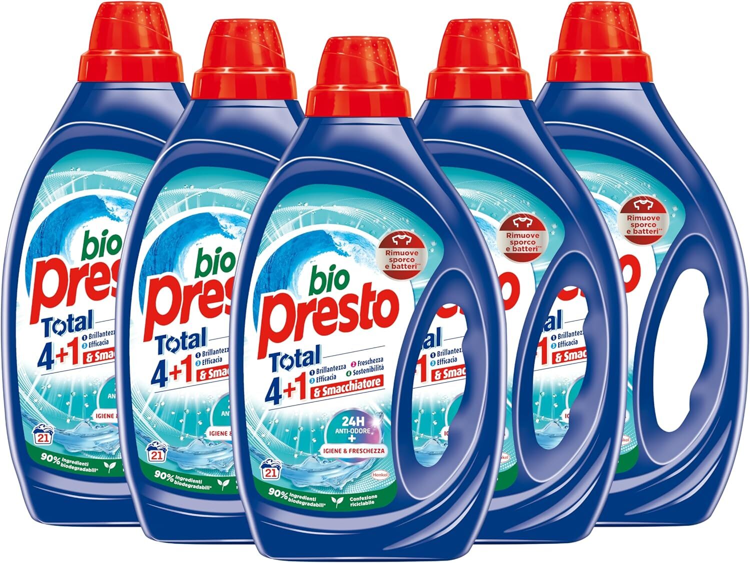 Bio Presto Liquido Igiene & Freschezza Detersivo Lavatrice Liquido, 6 confezioni