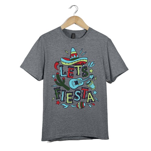 Let's Fiesta Sombrero Guitar Cactus Unisex T-Shirt | Fun Mexican Party Tee - Picture 19 of 20