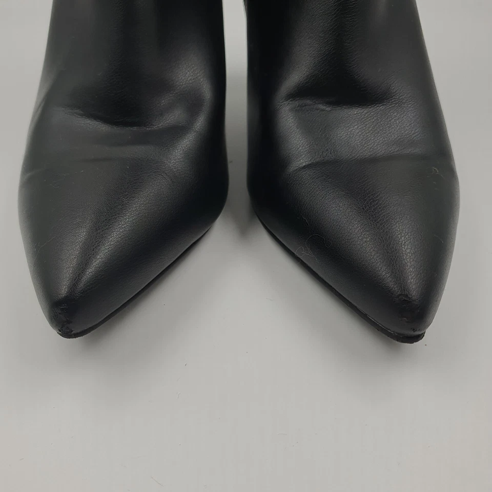 Billini Boots Womens Sz 9 Black Faux Leather Block Heel Ankle Zip Up Point Toe - image 3 of 4