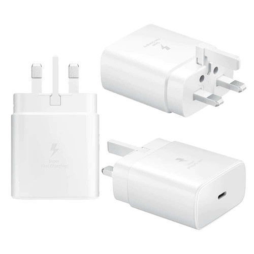 Cargador Original Samsung 45W Súper Rápido Reino Unido Enchufe de Red Cable USB C en Blanco - Imagen 16 de 36