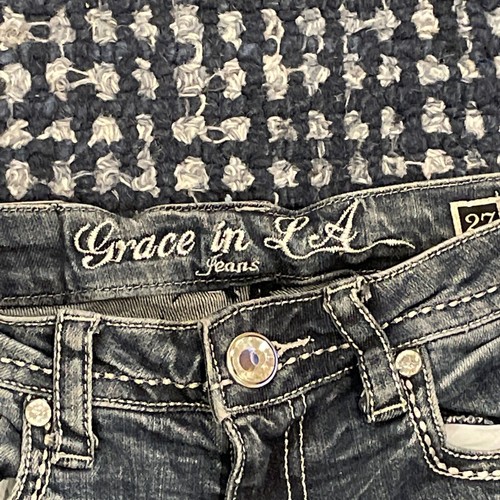 Grace in LA Jeans Womens 27Blue Denim Embellished Bootcut - Bild 7 von 8