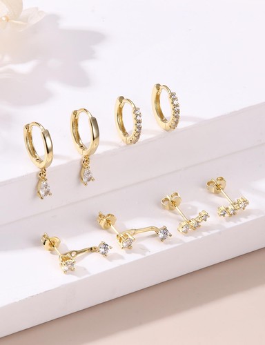 Gold Hoop Earrings for Women Hypoallergenic - 14K Gold Plated Dainty Stud Ear... - Picture 9 of 9