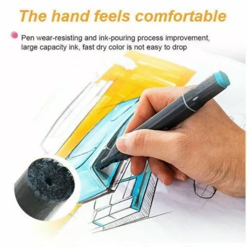 60 Color Marker Copic Pen Dual Headed Graphic Artist Sketch TOUCH Markers Set - Picture 9 of 16