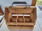 Wooden Six 6 Pack Bottle Caddy Carrier With Attached Bottle Opener