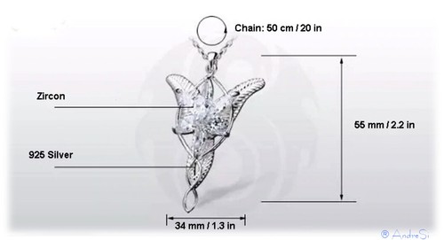 Arwens Abendstern Anhänger 925er Silber mit Zirkon Kristallen & Eckenschutz +Box - Bild 3 von 7