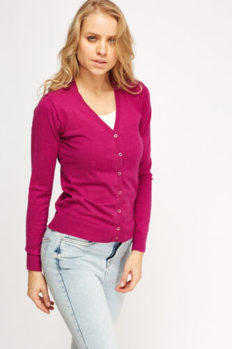 Women V Neck Long Sleeve Fine soft Knit Button work Blouse Cardigan Tops 380 - Picture 2 of 25