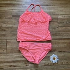 Cat Jack Peach Lace 2 Piece Swimsuit Size 7/8