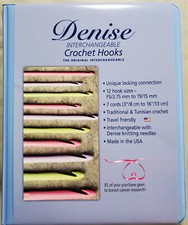 Denise Interchangeable Crochet Hook Set - Pastel Tunisian Kit 12 Hooks 7 Cords