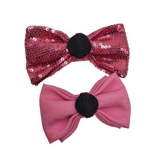 Dog Cat Animal Pet Collar Slide Bows Charms Pink & Pink Sequins Pre Tied - Picture 2 of 12