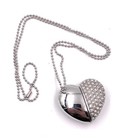Heart Necklace Elegant Silver Glitter Rhinestone Funny USB Stick