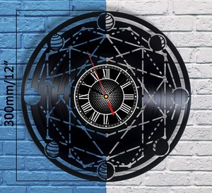 Moon Phase Sign Vinyl Record Wall Clock Art Lunar Display Hanging