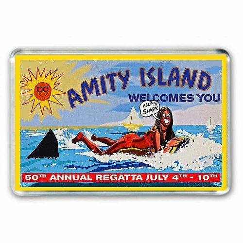RETRO SPOOF ' JAWS' - AMITY ISLAND WELCOMES YOU Billboard- JUMBO Fridge Magnet RETRO SPOOF ' JAWS' - AMITY ISLAND WELCOMES YOU Billboard- JUMBO Fridge Magnet