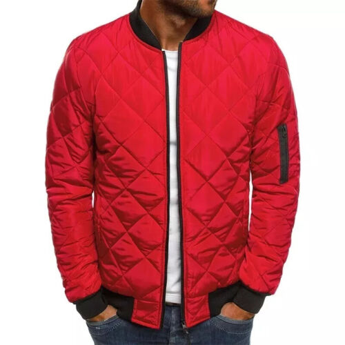 Men's Bomber Outwear Sports Jacket Quilted Casual Loose Winter Coat Warm Jackets - Picture 15 of 30