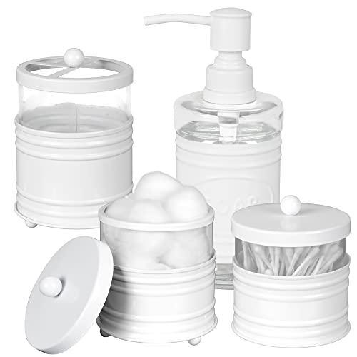 Autumn Alley Set Accessori Bagno Moderno Casale Vetro e Bianco (4 PZ) - - Foto 1 di 7