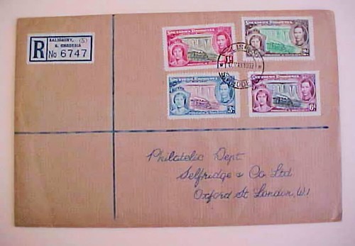 SOUTHERN RHODESIA SALISBURY REGISTERED FDC 1937 KING GEORGE VI CORONATION